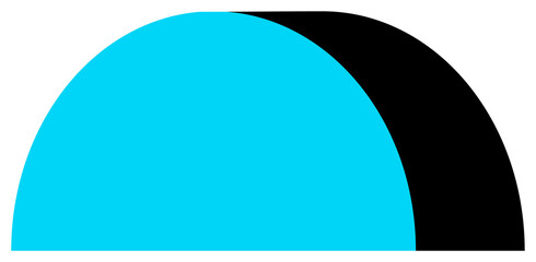 Geometric object in black and blue colors. PNG with transparent background