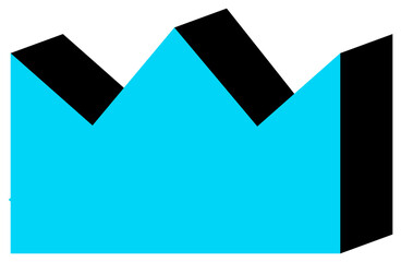 Geometric object in black and blue colors. PNG with transparent background