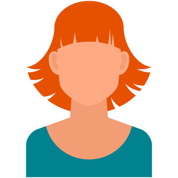 Red-haired woman avatar icon vector isolated on white