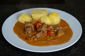 ready to eat - mediterranean goulash from game meat with potatoes