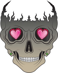 Art fancy surreal skull.Hand drawing and make graphic vector.