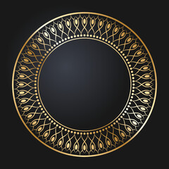 Beautiful round golden frame. Festive design. Gold border. Round frames vector.