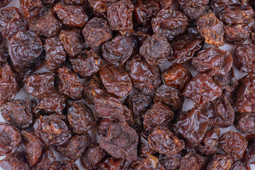 Dried sour cherries isolated in the stock