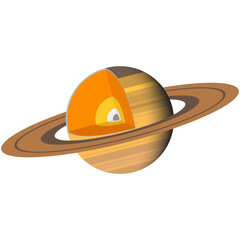 Saturn planet with core structure vector icon