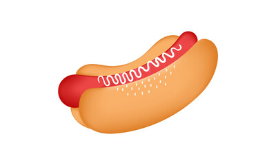 illustration of sausage sandwich with mesh technique on a white background