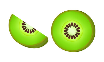illustration of kiwi fruit with mesh technique on a white background