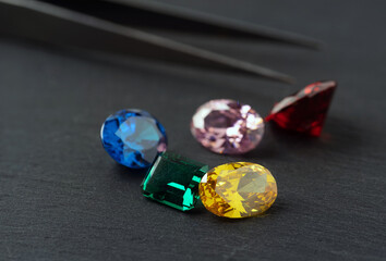 Natural Sapphire gemstone, Jewel or gems on black