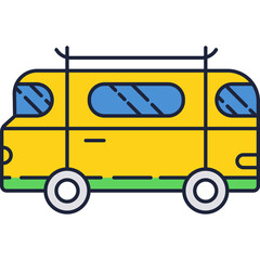 Van icon vector caravan rv car, travel bus