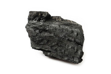Coal isolated on white background close up shot