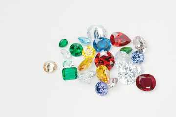 Bright gems isolated on a white background