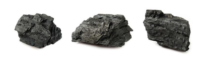 Obraz premium black Coal isolated on white background close up shot