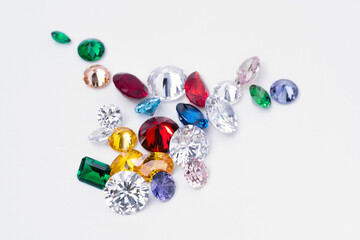 Bright gems isolated on a white background