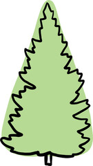 simplicity pine tree freehand drawing flat design.	