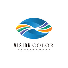 Eye logo vision design with colorful gradation vector