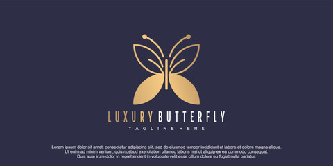 Luxury butterfly logo with gold gradient for beauty business