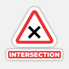 intersection Traffic sign editable modern vector icon and text effect design