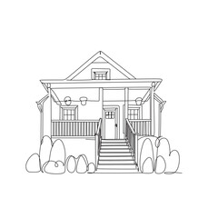 Naklejka premium House vector. Abstract modern house in continuous line art drawing style. Family home minimalist black linear design isolated on white background. Vector illustration