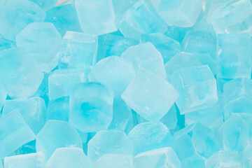 Blue ice cubes background texture. freshness. freezing. pieces of ice close up