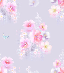 Fototapeta premium Classic Popular Flower Seamless pattern background.Perfect for wallpaper, fabric design, wrapping paper, surface textures, digital paper.
