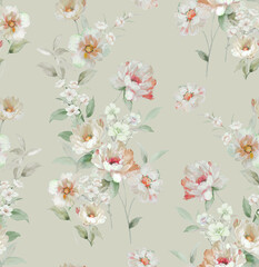 Fototapeta na wymiar Classic Popular Flower Seamless pattern background.Perfect for wallpaper, fabric design, wrapping paper, surface textures, digital paper.