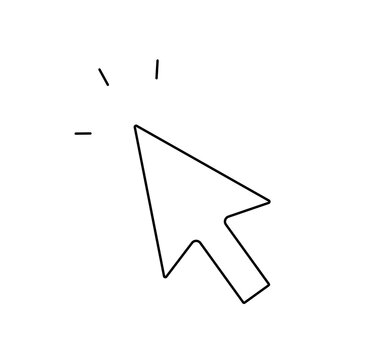 recommend clip art: Vector isolated computer mouse cursor with rays colorless black and white contour line easy drawing