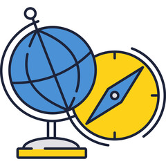 Earth globe and compass icon geography vector