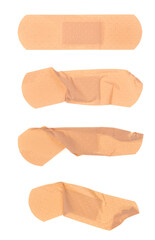 Medical adhesive plaster isolated on white background. band-aid. damaged plaster.