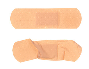 Medical adhesive plaster isolated on white background. band-aid. damaged plaster.