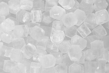 White ice cubes background texture. freshness. freezing. frozen pieces of ice close up