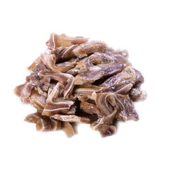 Beef jerky meat on white background