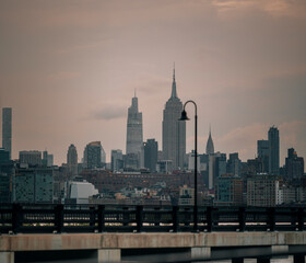 Fototapeta premium New York City skyline with urban skyscrapers