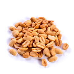 pile of spiced peanuts isolated close up on white background 