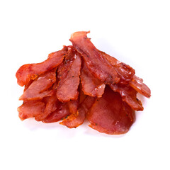 Beef jerky meat on white background
