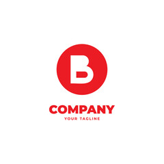 Simple Letter B Logo Design with Red Color, Modern B Initial Symbol Vector