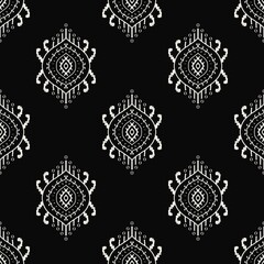 seamless black and white pattern with flowers