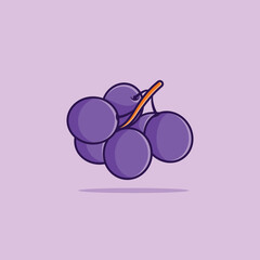 Purple grapes are isolated on a light purple background. bunch of grapes.cartoon vector illustration