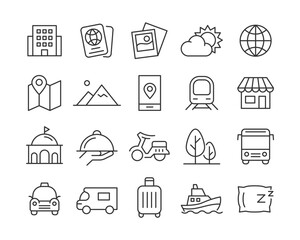 Travel - Line Icons - Editable Stroke