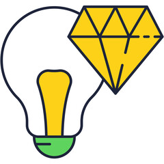 Fresh brilliant idea icon vector gem lightbulb