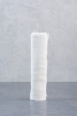 White medical bandage on marble background