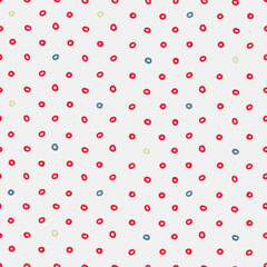 Seamless geometric pattern with hand drawn uneven beige rings on white background for surface design, craft, apparel and other design projects