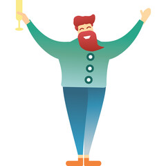 Vector man with champagne glass flat icon