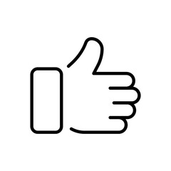 Thumb up line icon. Sociak media button, speech bubble, play, like, heart, trumb up, comment, star. Feedback concept. Vector black line icon on a white background