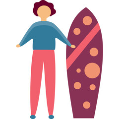 Woman holding surf board icon vector isolated