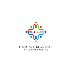 People Megnet logo desing icon vector