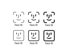 Face ID icon. Scan face symbol. Sign phone security vector flat.