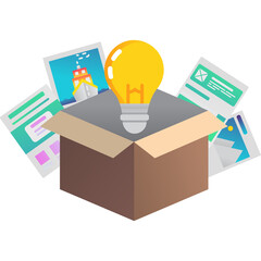 Think out of box icon vector idea bulb in pack