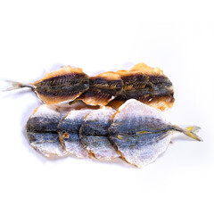Dried fish on a white background