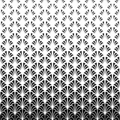 Abstract halftone pattern. Faded gradient flowers. Repeated intricate geometric border. Fading shape. Repeating geometry background for design prints. Modern fades geo patern. Vector illustration