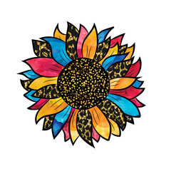 Tie Dye Leopard Sunflower