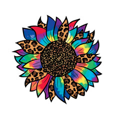 Tie Dye Leopard Sunflower